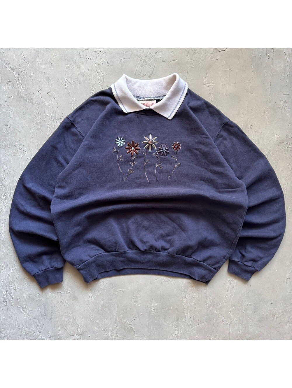 Vintage 1990s Morning Sun Embroidered Flowers Cottagecore Grandma Sweatshirt M